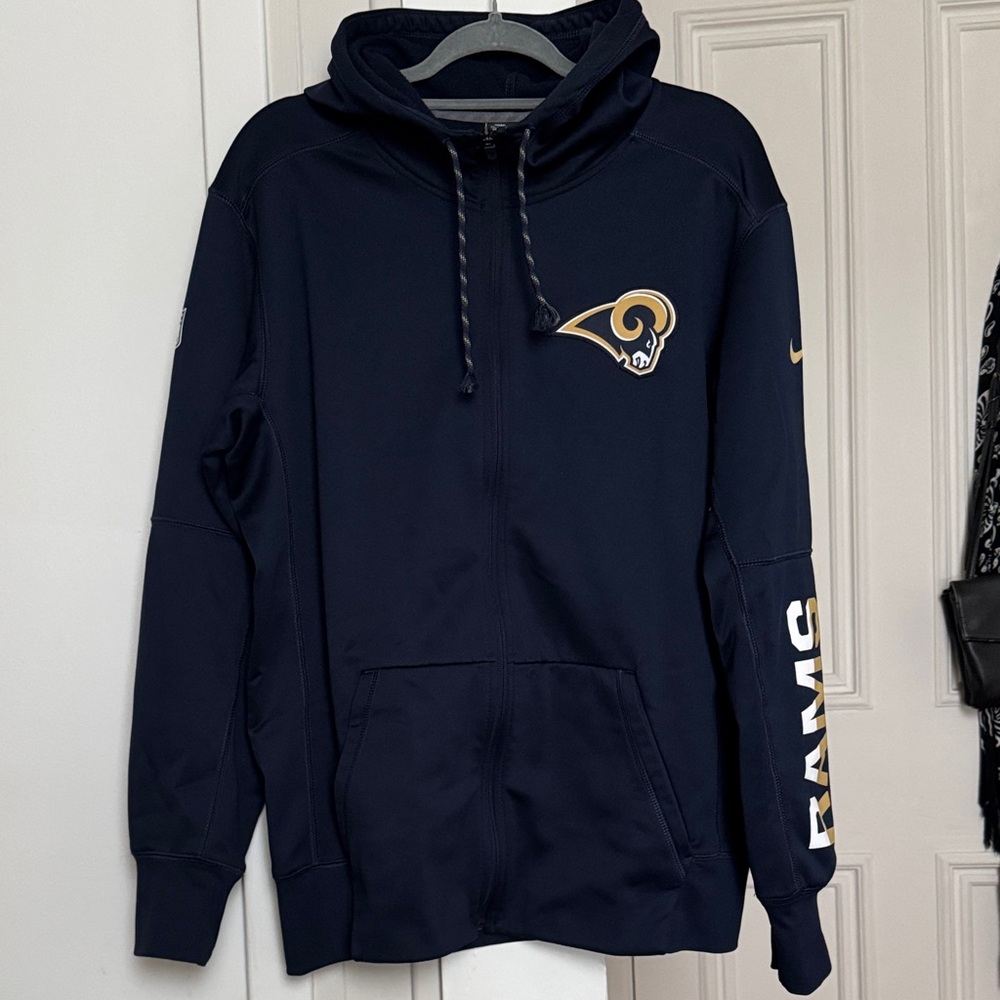 Men's Nike Navy Los Angeles Rams Sideline Logo Performance Full-Zip Hoodie